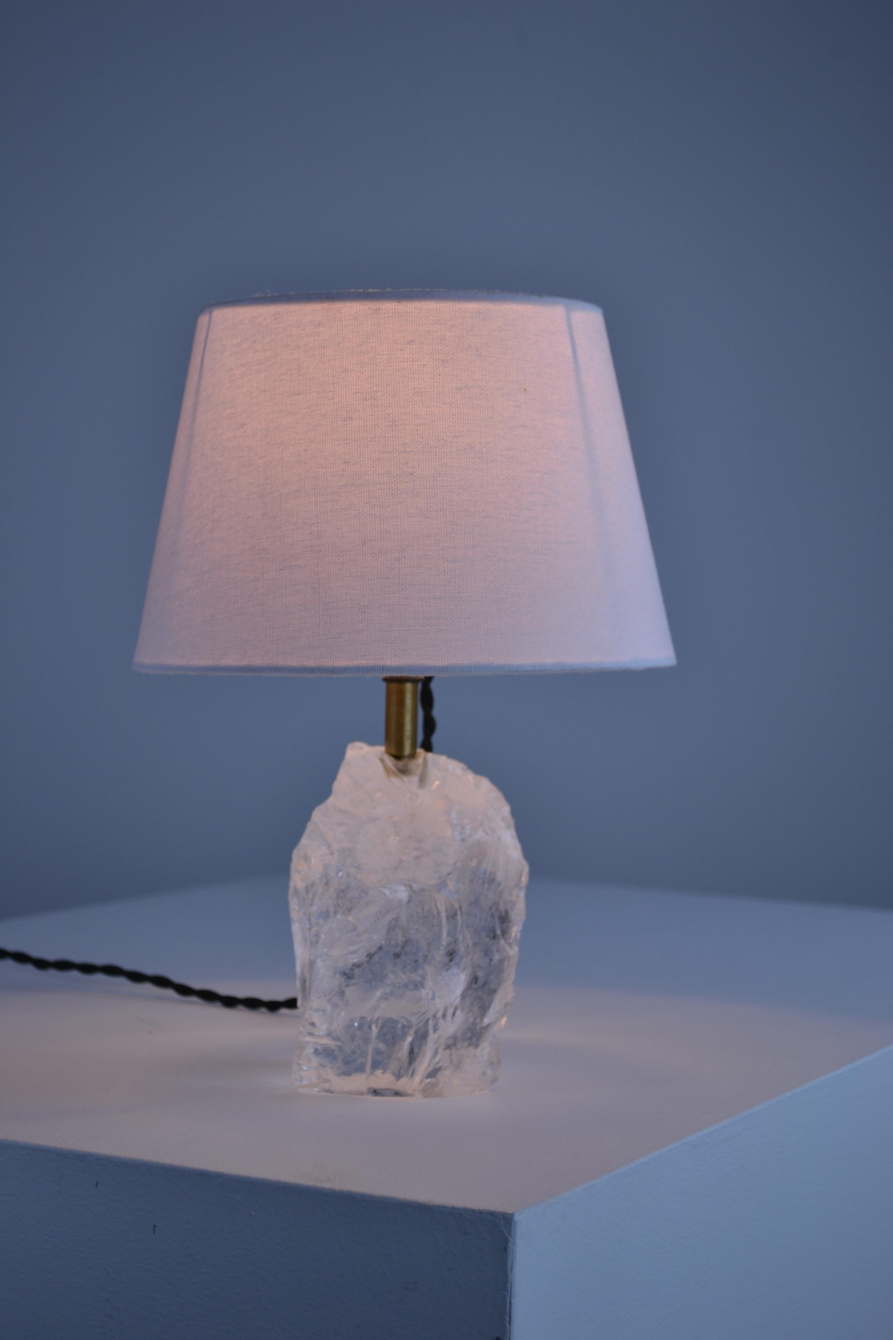 A 1930s lamp composed of a block of rock crystal - France 1
