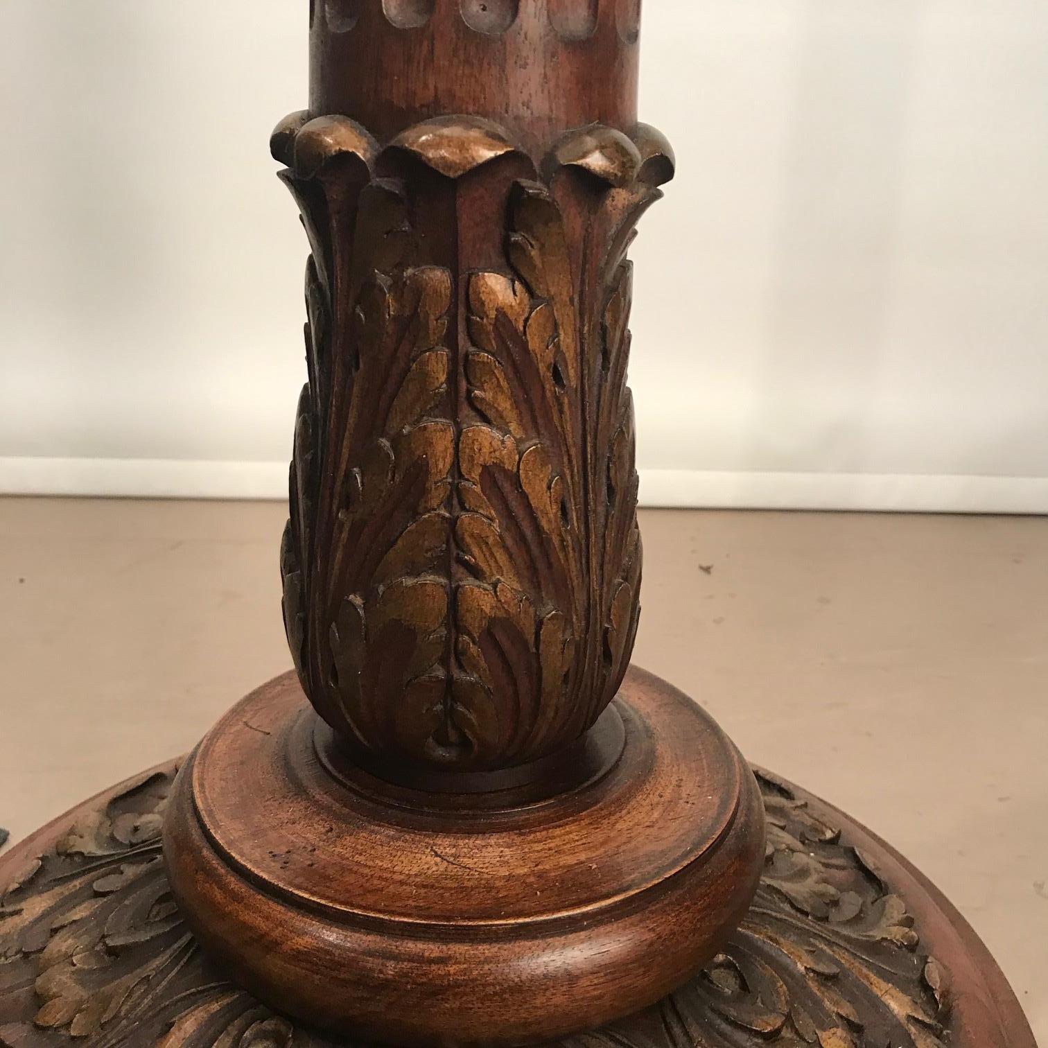 Neoclassical Revival 1930s Mahogany Floor Lamp with Fine Custom Silk Shade
