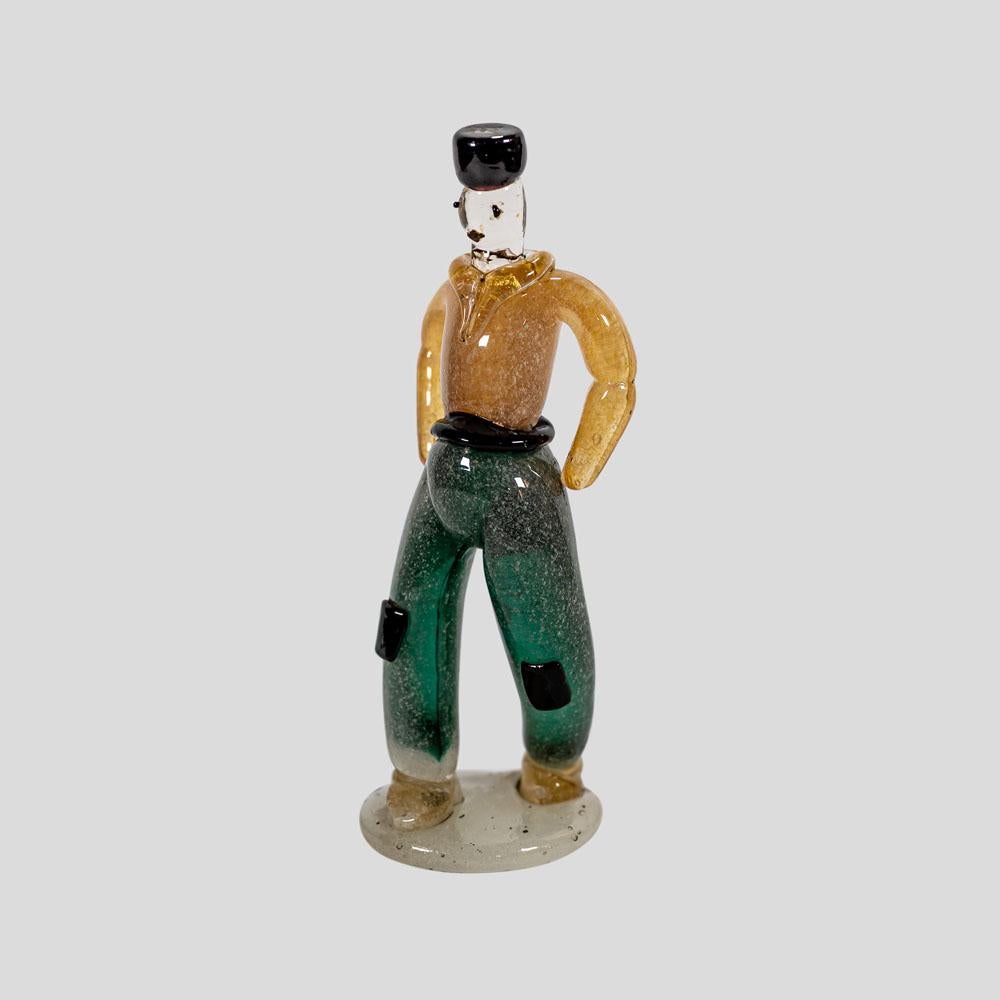 Blown Glass 1930s Murano blown glass figure of a young man attributed to Archimede Seguso For Sale