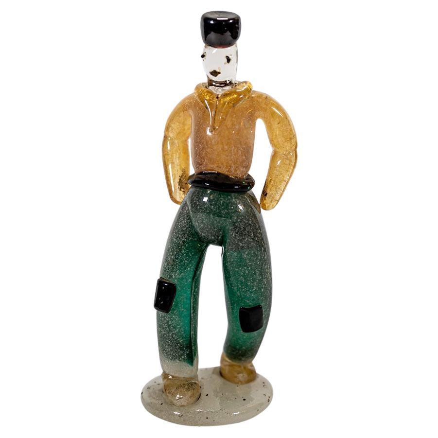 1930s Murano blown glass figure of a young man attributed to Archimede Seguso