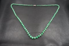 1930s Natural Translucent Jadeite Necklace with French Assay Mark and Cert