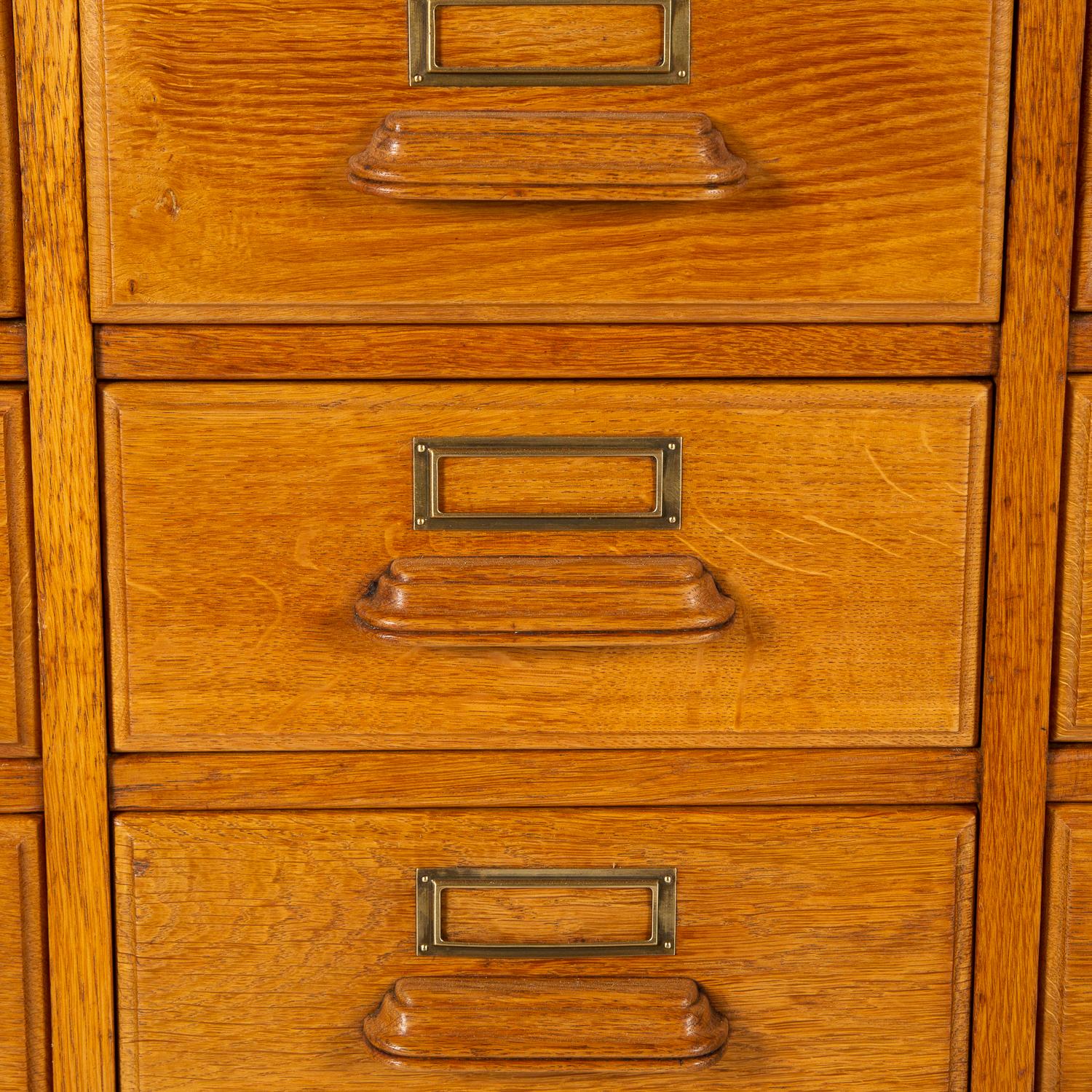 1930's Oak Haberdashery Cabinet with Brass Label Holders For Sale 2