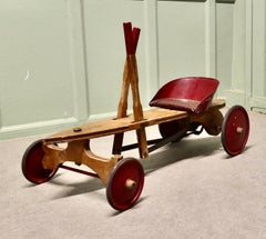 A 1930s Periclès Wooden Tricycle Antique Wooden Hand Operated Children's Car