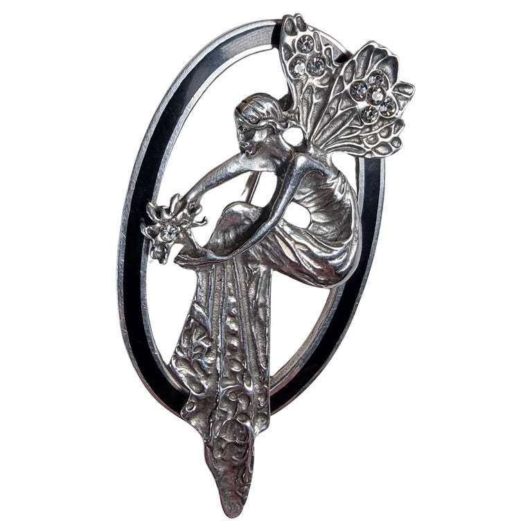 Broche Argent Sterling & Aigue-Marine Style Art Déco Années 1930 - 4,5 Cm - Occasion