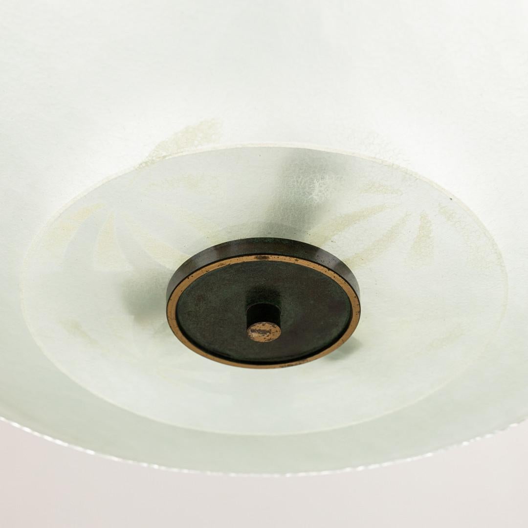 A 1930s Swedish Art Deco Pendant with Raw Glass Edge In Good Condition For Sale In New York, NY