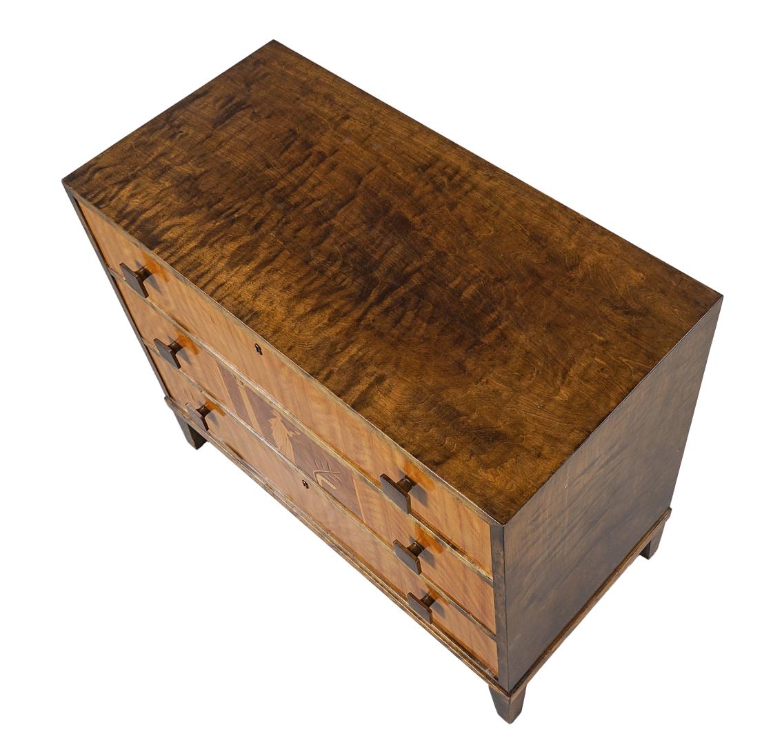A 1930s Swedish Marquetry Chest of Drawers In Good Condition For Sale In New York, NY