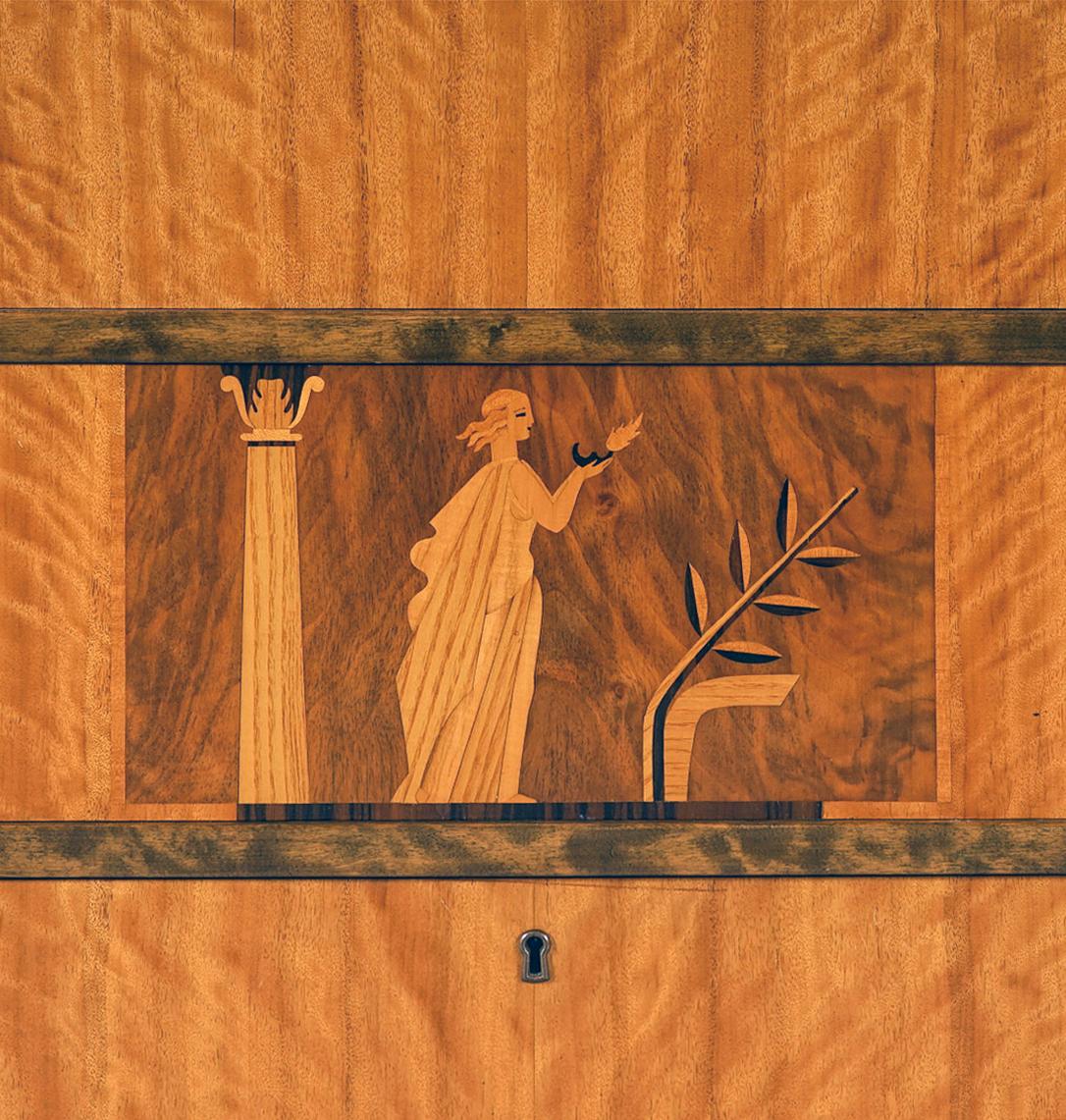 Mid-20th Century A 1930s Swedish Marquetry Chest of Drawers For Sale