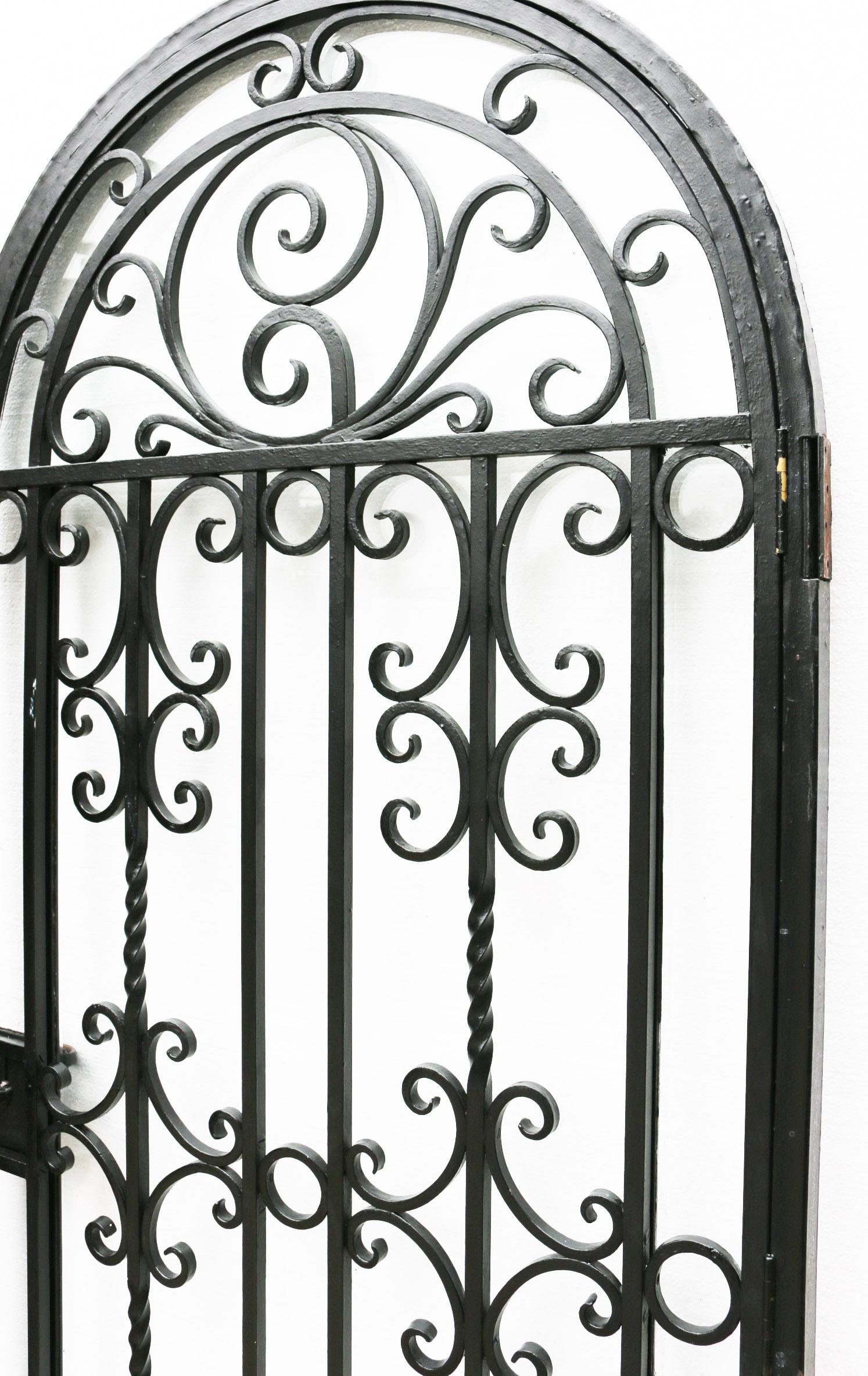 1930s Wrought Iron Arched Gate Door In Good Condition In Wormelow, Herefordshire