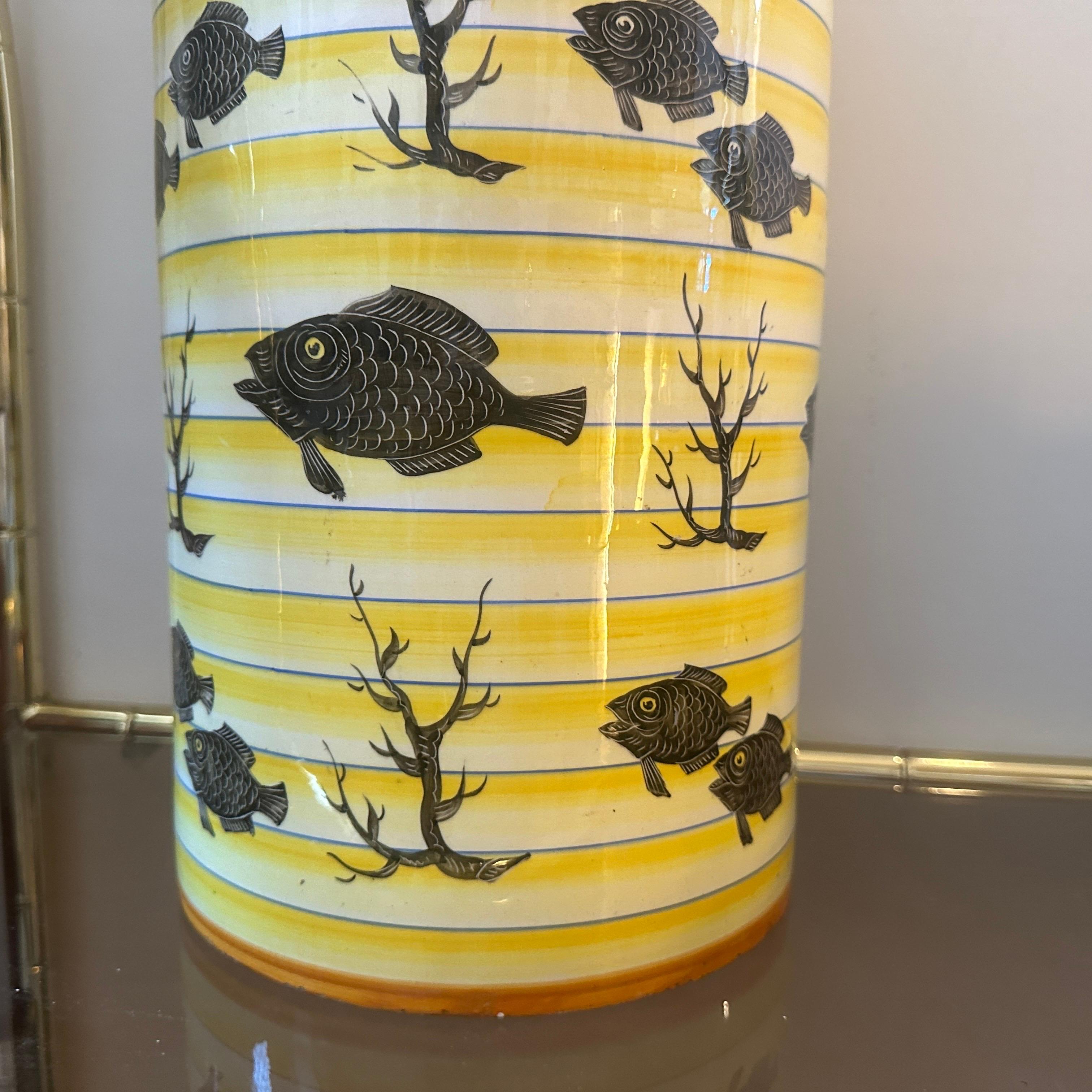 A 1937s Art Deco Yellow and Black Ceramic Italian Cylinder Vase  For Sale 2