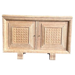 1940s Bleached Oak, Geometric Sideboard in the Style of Charles Dudouyt