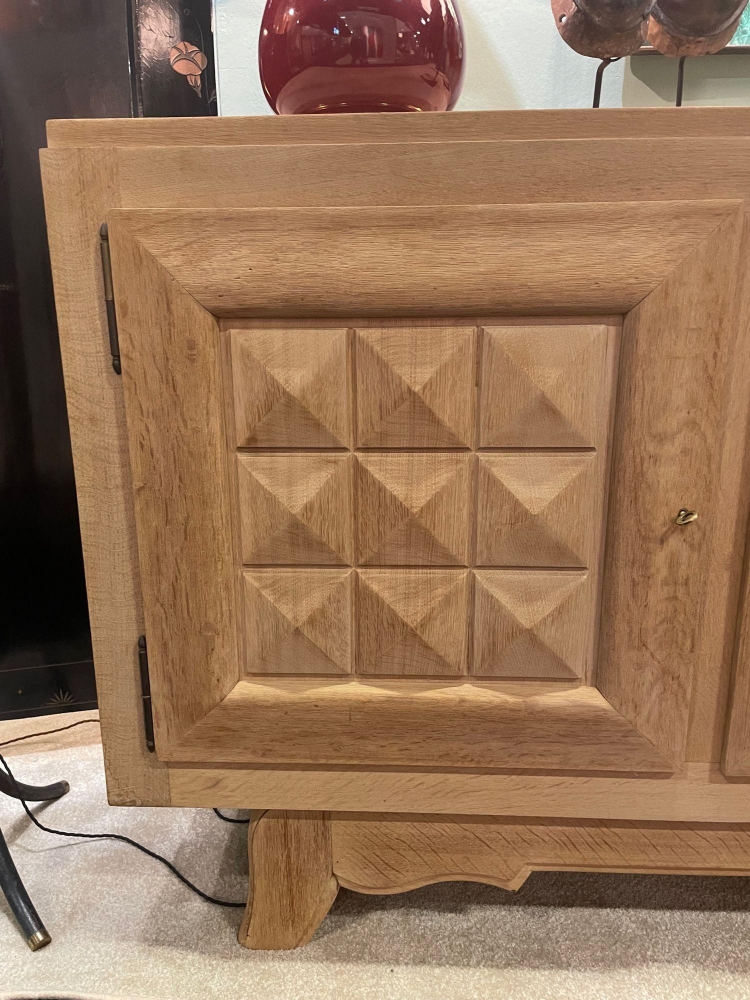 1940s Bleached Oak Sideboard in the Style of Charles Dudouyt 7