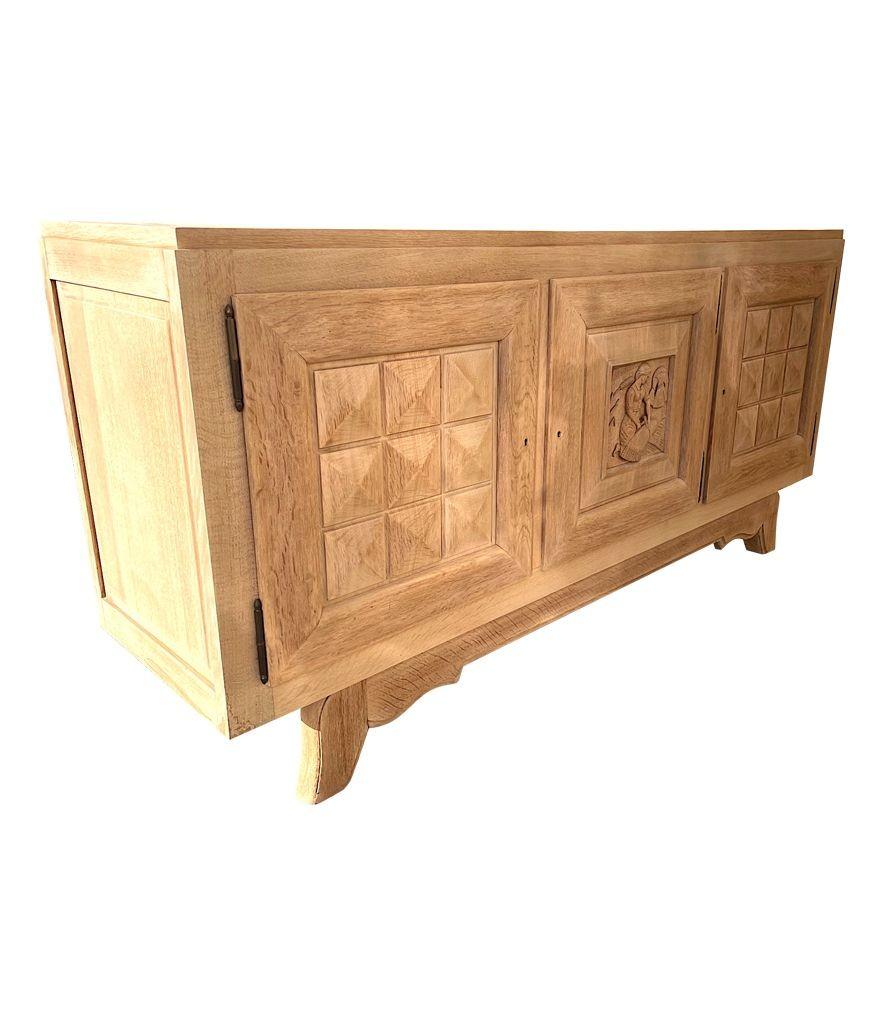 1940s Bleached Oak Sideboard in the Style of Charles Dudouyt In Good Condition In London, GB