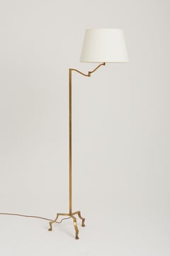 Lampadaire tripode de lecture en bronze des années 1940