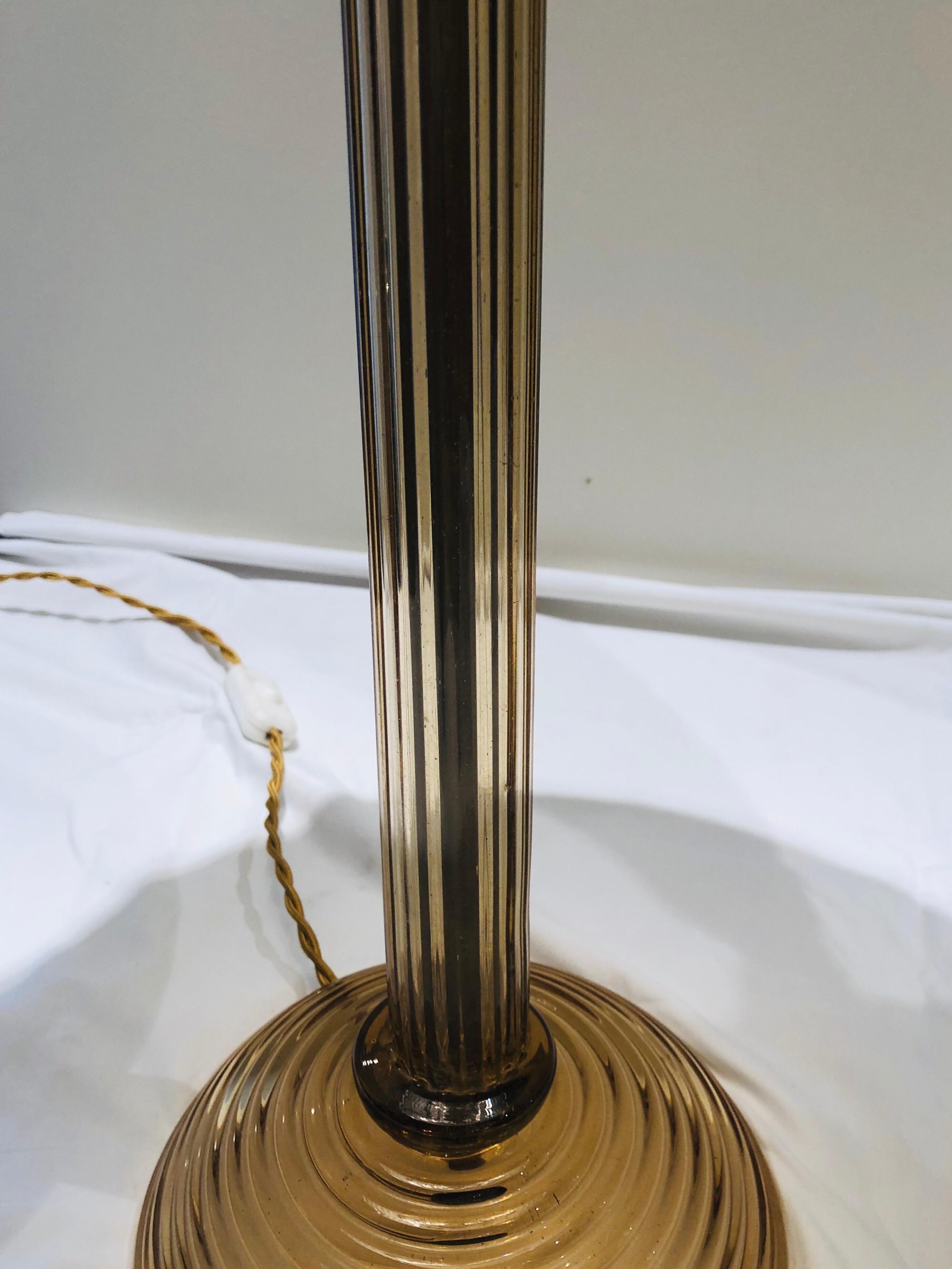 20th Century Ercole Barovier 1940s Handblown Italian Murano Crystal Glass Table Lamp For Sale