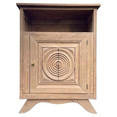 1940s Oak Bleached Cabinet with Central Door with Geometric Circular Detail