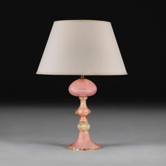 A 1940s Pink and Gold Murano Glass Jellyfish Table Lamp by Seguso