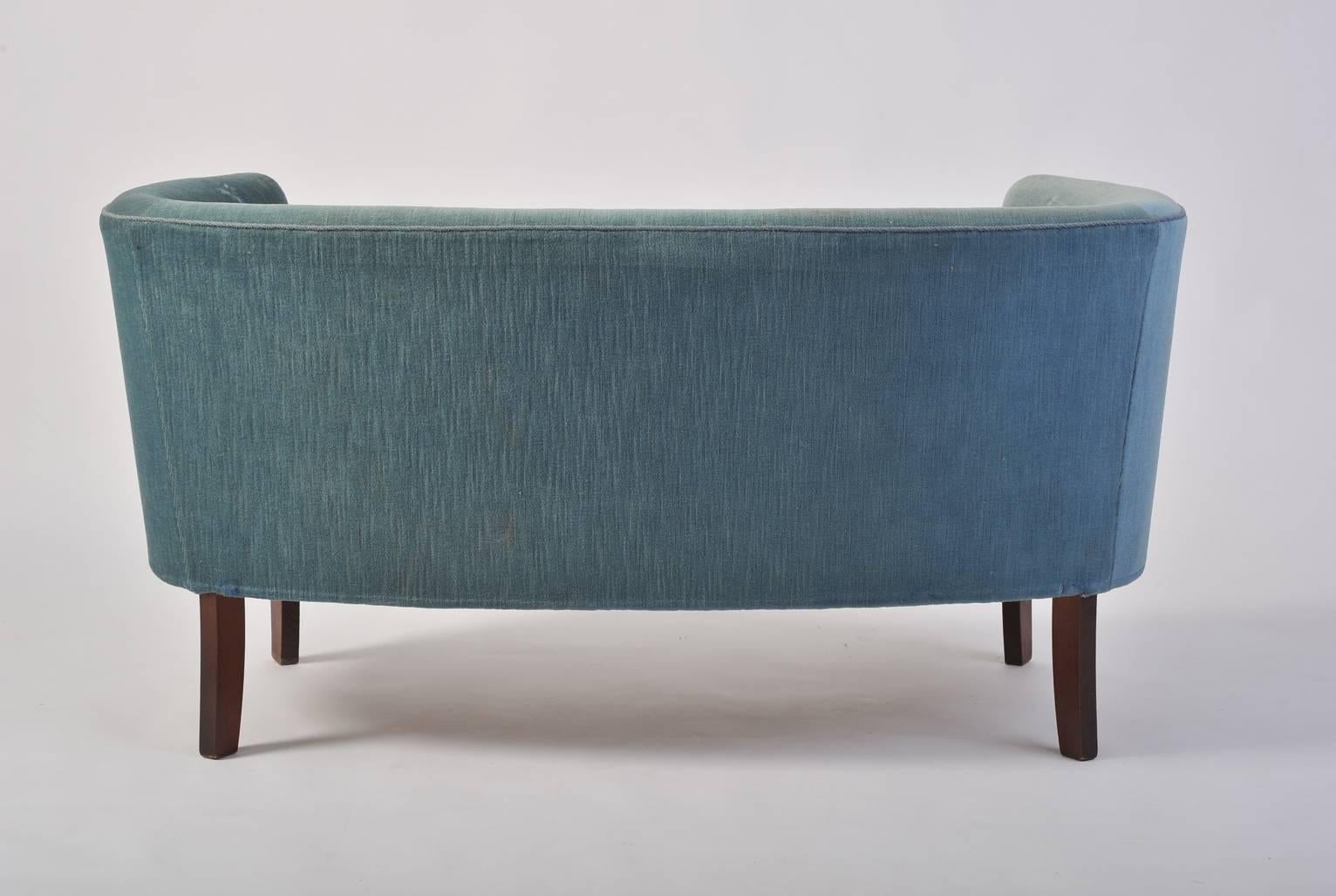 Mid-Century Modern 1940s Swedish Curved 'Loveseat' Sofa