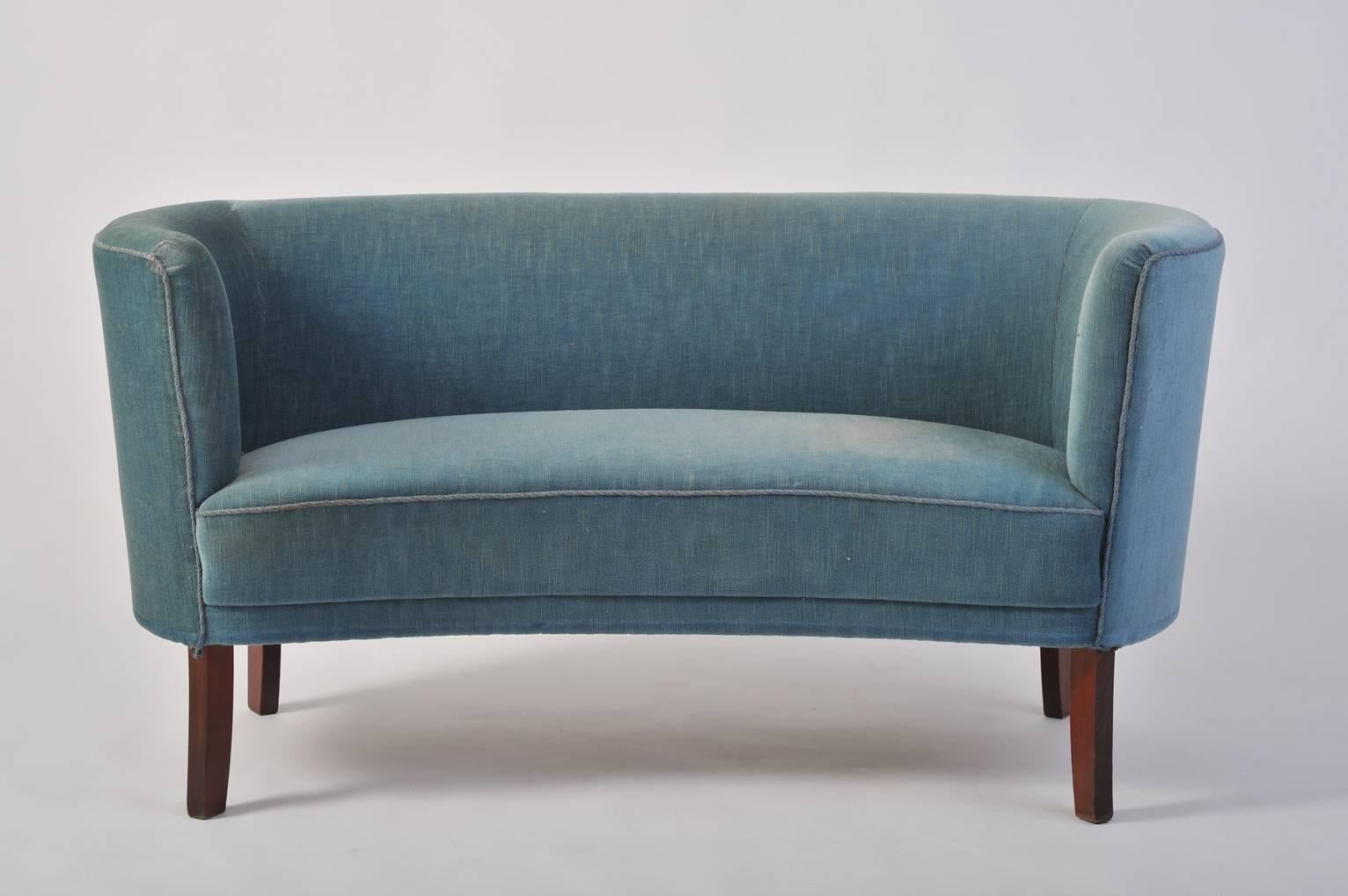 1940s Swedish Curved 'Loveseat' Sofa 1