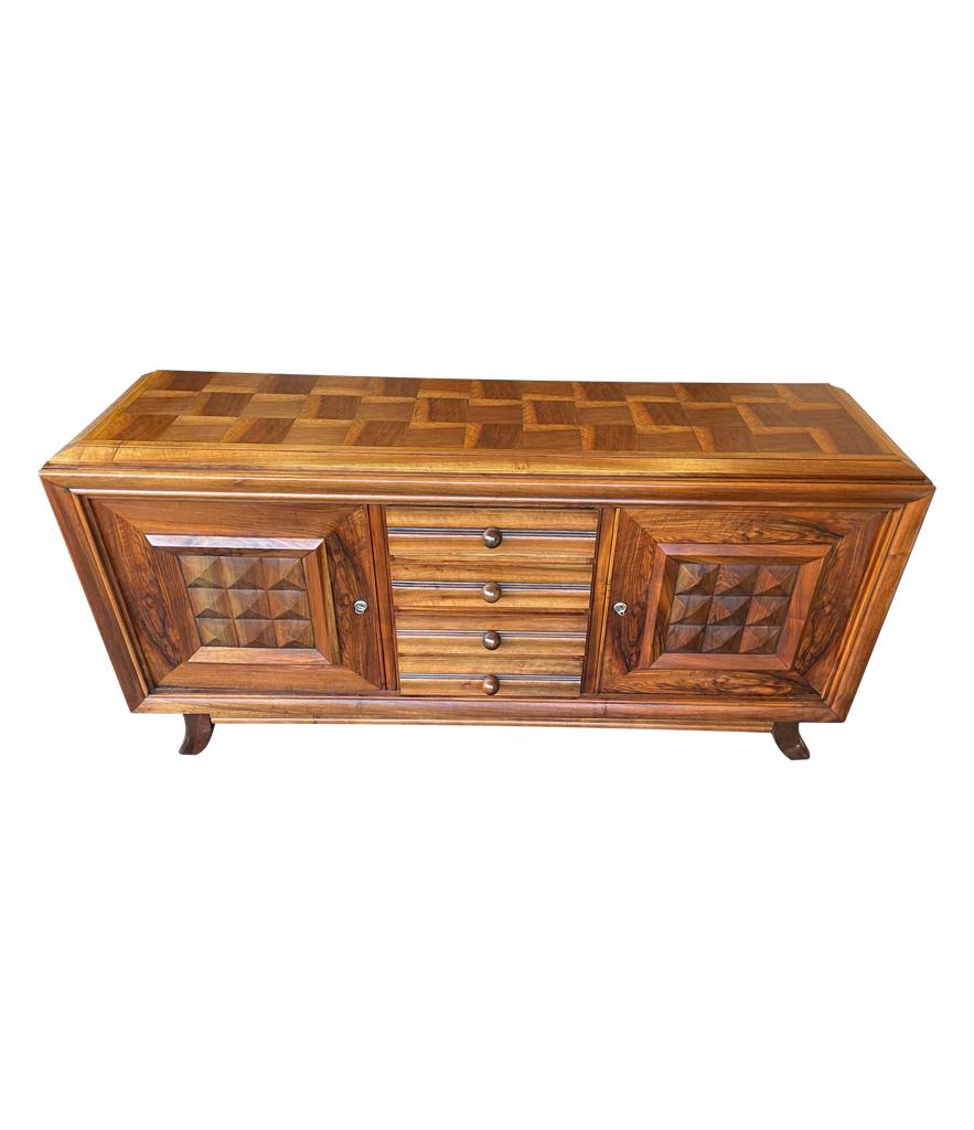 1940s Walnut and Oak Sideboard by Charles Dudouyt with Doors and Drawers 8
