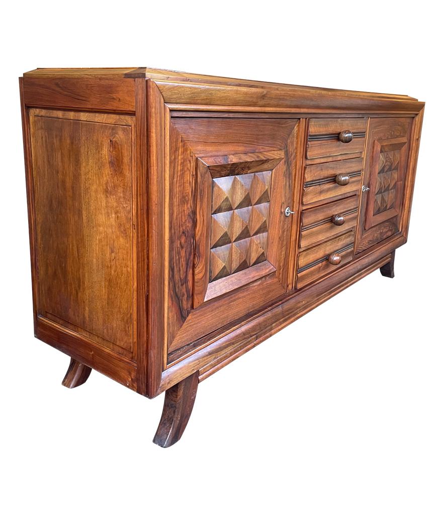 1940s Walnut and Oak Sideboard by Charles Dudouyt with Doors and Drawers 2
