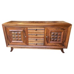 1940s Walnut and Oak Sideboard by Charles Dudouyt with Doors and Drawers
