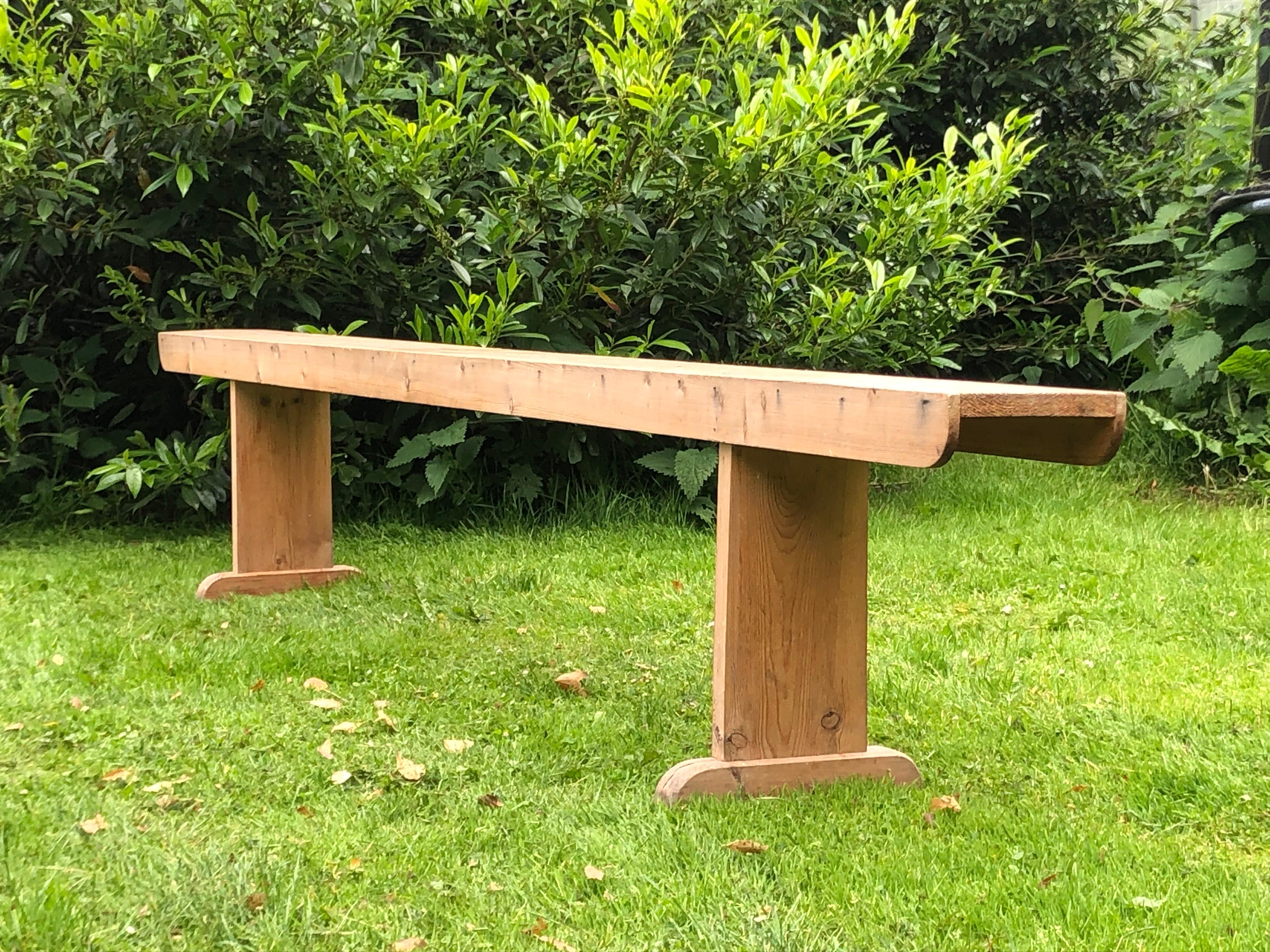 Mid-Century Modern A 1940ties long low wooden bench For Sale