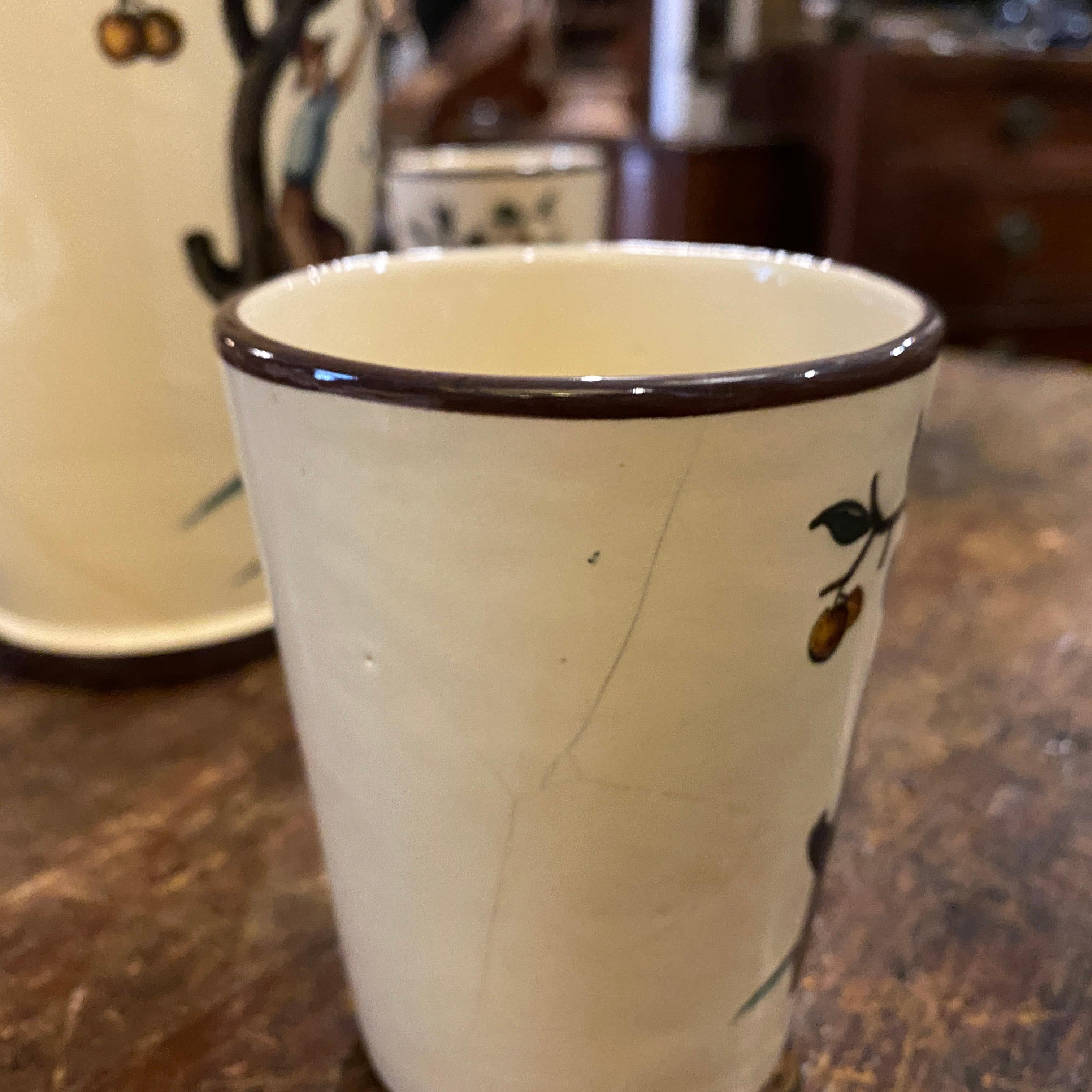 1947 Hand Painted Ceramic Sicilian Jug and Two Glasses Designed by Giò Ponti 3