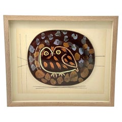 Plaque lithographique encadrée de 1948, édition limitée "Ceramiques de Picasso"