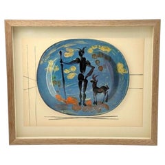 Una placa litográfica enmarcada de 1948 edición limitada "Ceramiques de Picasso"