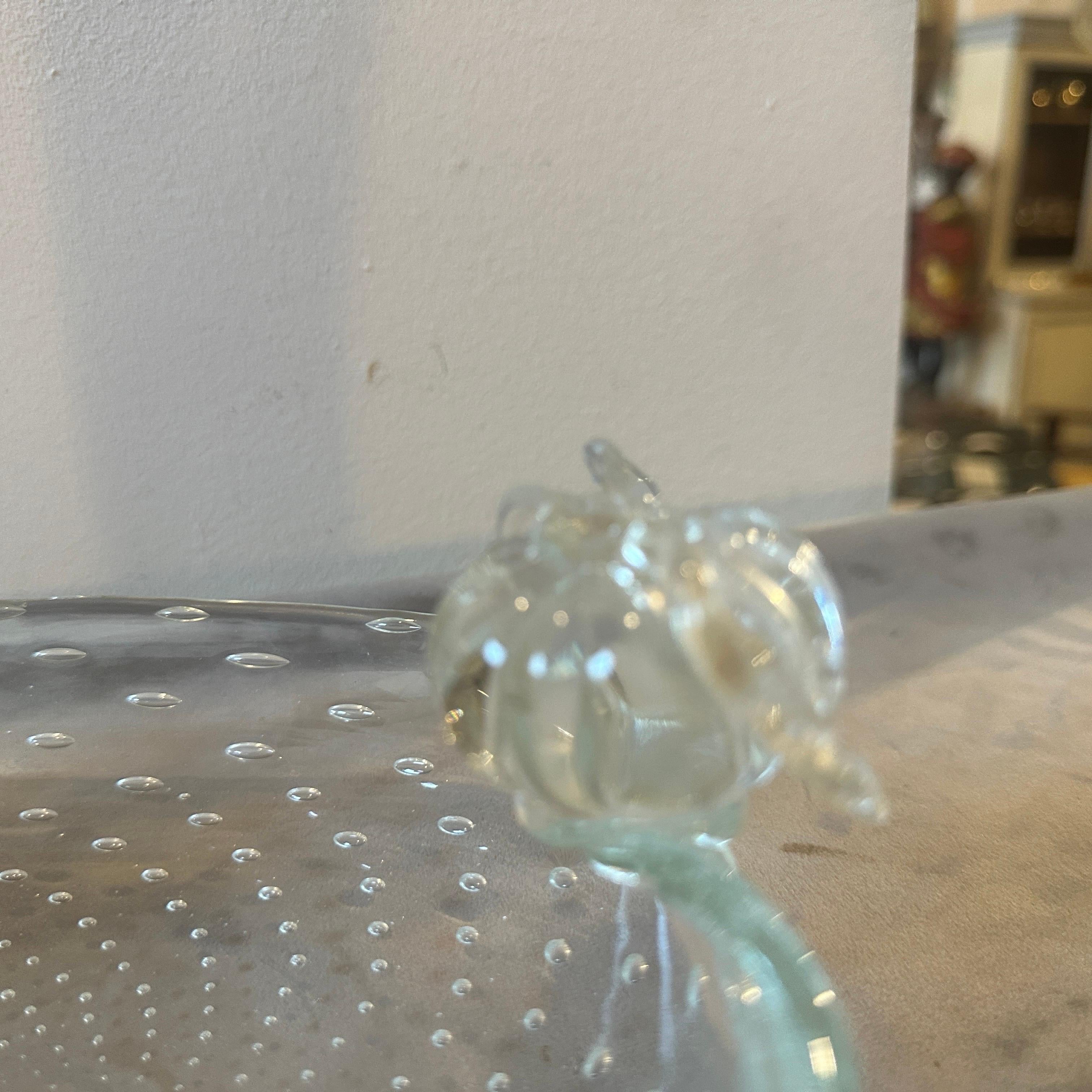 Bol ovale en verre de Murano transparent Barovier Bullicante des années 1950 en vente 2