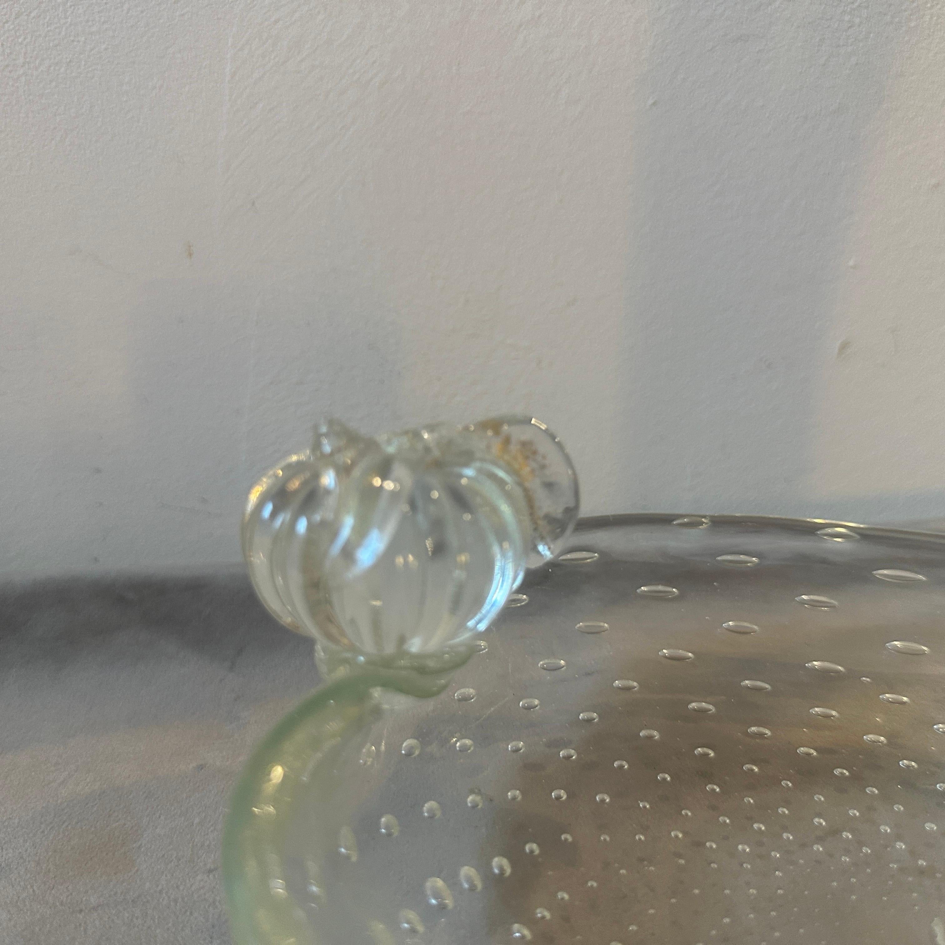 Bol ovale en verre de Murano transparent Barovier Bullicante des années 1950 en vente 3