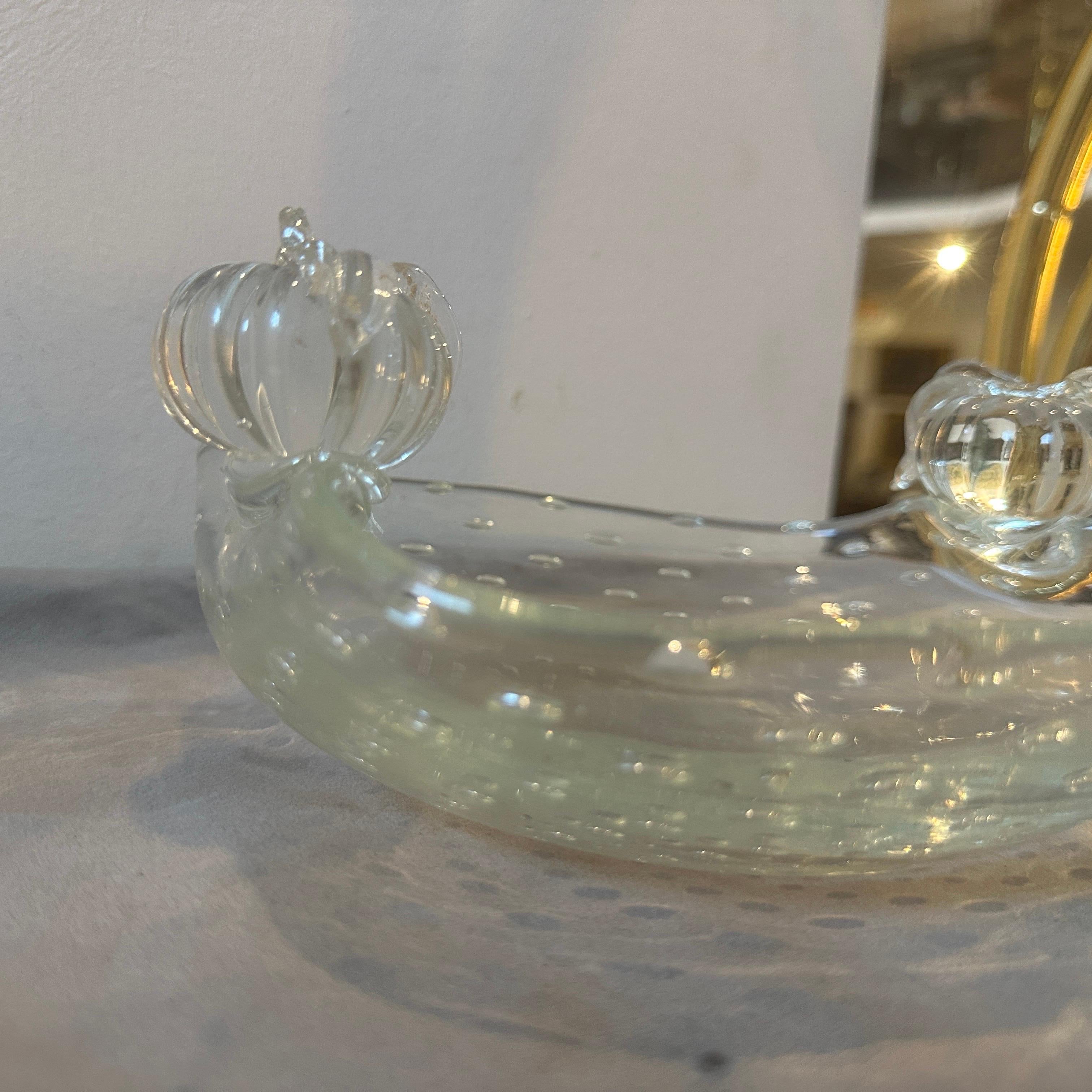 A 1950s Barovier Bullicante Clear Murano Glass Oval Bowl In Good Condition For Sale In Aci Castello, IT