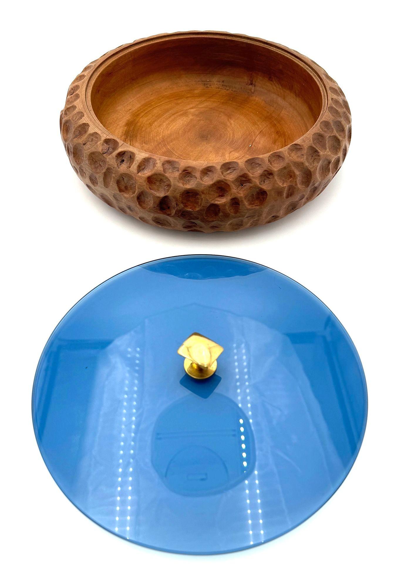 Mid-20th Century A 1950s carved wood accessories box attributed to Fontana Arte For Sale