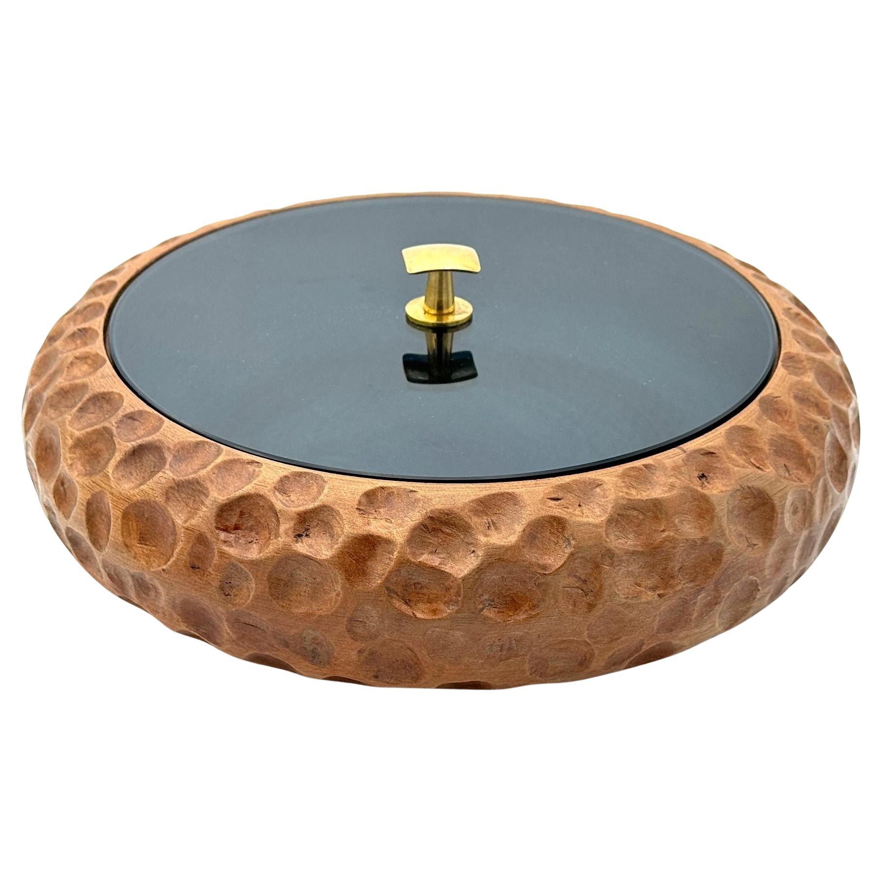 Caja de accesorios de madera tallada de los años 50 atribuida a Fontana Arte