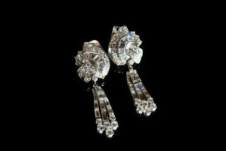 A 1950s Diamond, platinum Day and Night Earrings