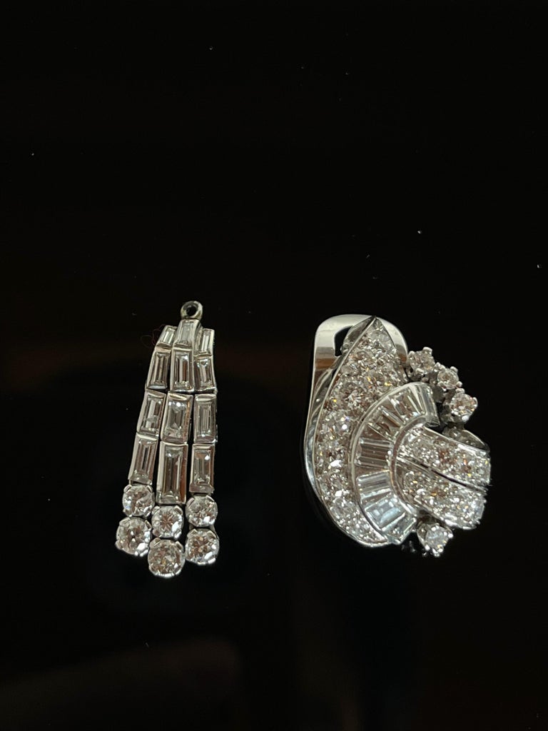 1950s Diamond, Platinum Day and Night Earrings In Good Condition For Sale In London, GB