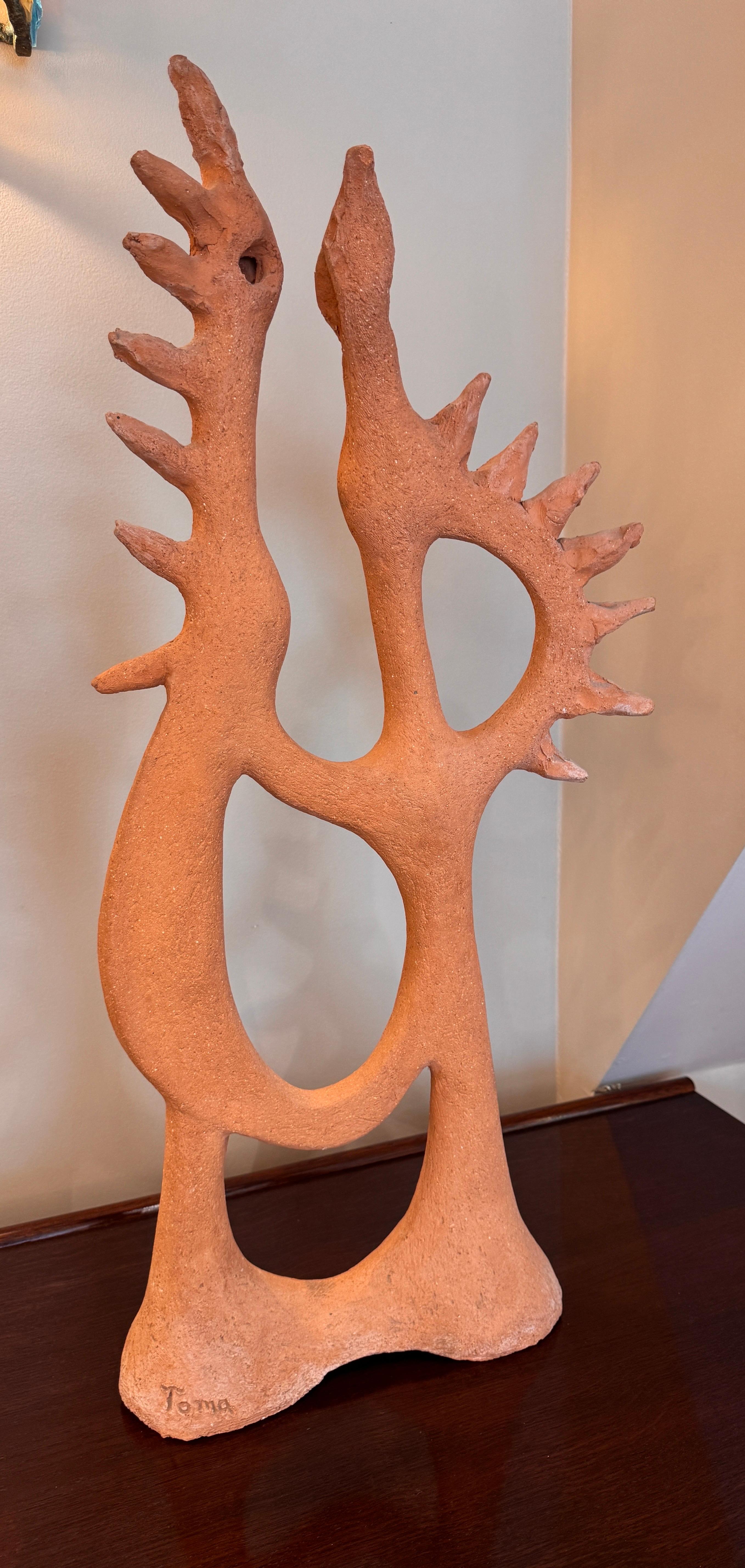 Terracotta A 1950s French abstract birds terracotta sculpture in the style of Picasso For Sale