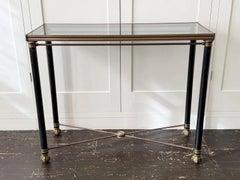 A 1950's French Brass Polychrome & Glass Console Table by Maison Jansen L