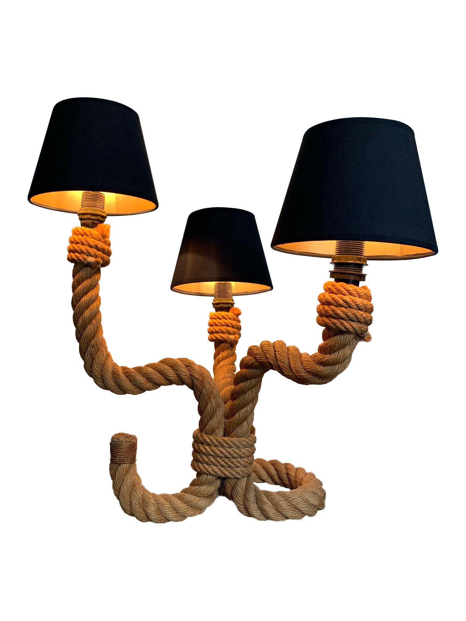1950s French Riviera Rope Table Lamp by Adrien Audoux and Frida Minet 2