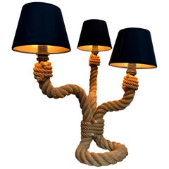 1950s French Riviera Rope Table Lamp by Adrien Audoux and Frida Minet
