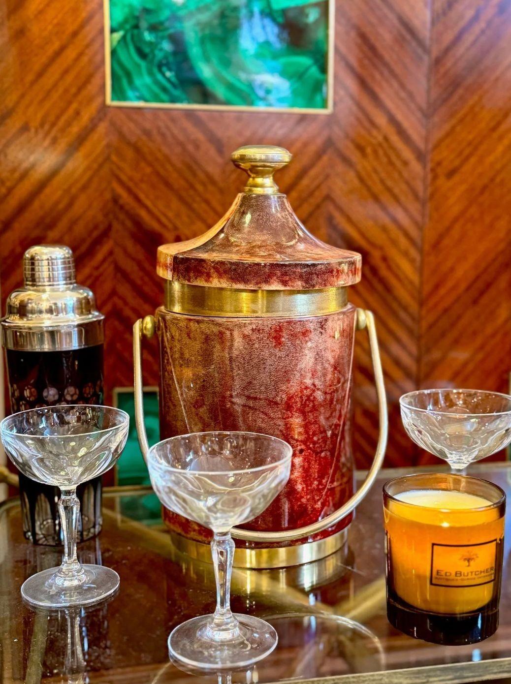 Mid-20th Century A 1950s French silver plated and ruby cut glass cocktail shaker For Sale