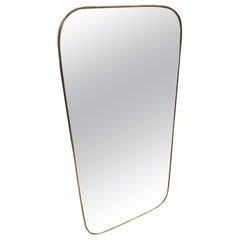A 1950s Gio Ponti Style Mid-Century Modern Brass Rectangular Wall Mirror