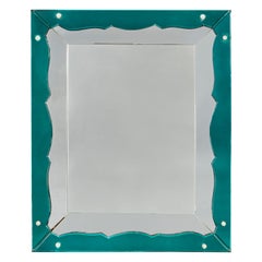 A 1950s Green Glass Border Mirror