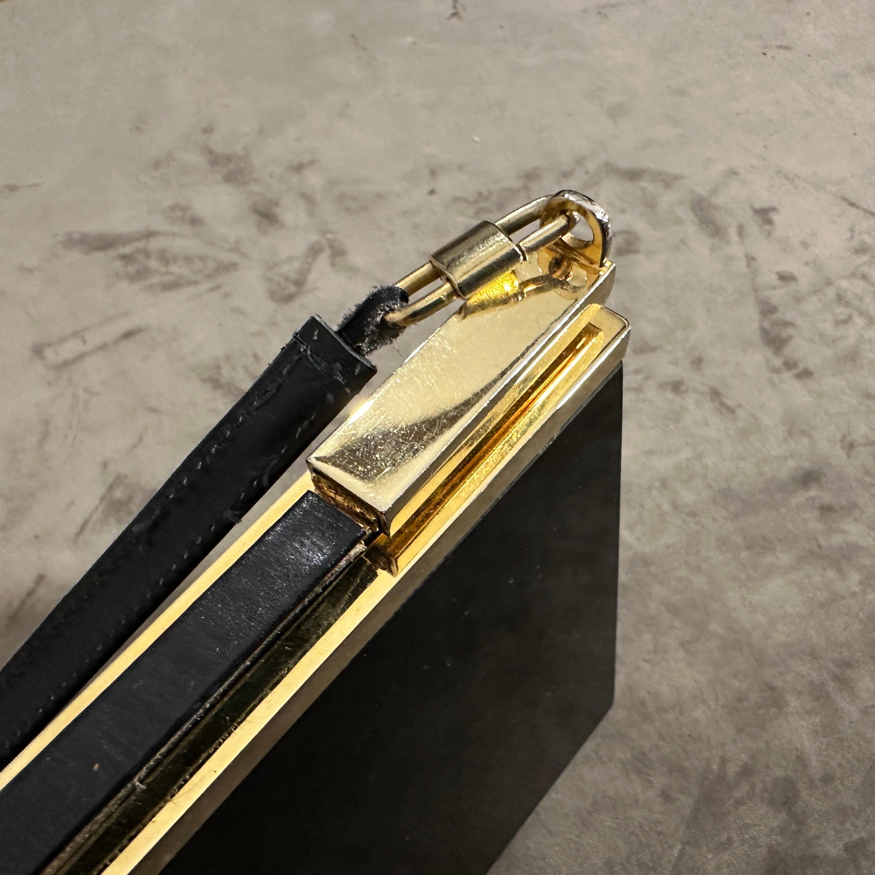 A 1950s High Quality Black Lucite and Brass Italian Evening Bag by Passanisi For Sale 9