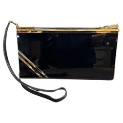 A 1950s High Quality Black Lucite and Brass Italian Evening Bag by Passanisi