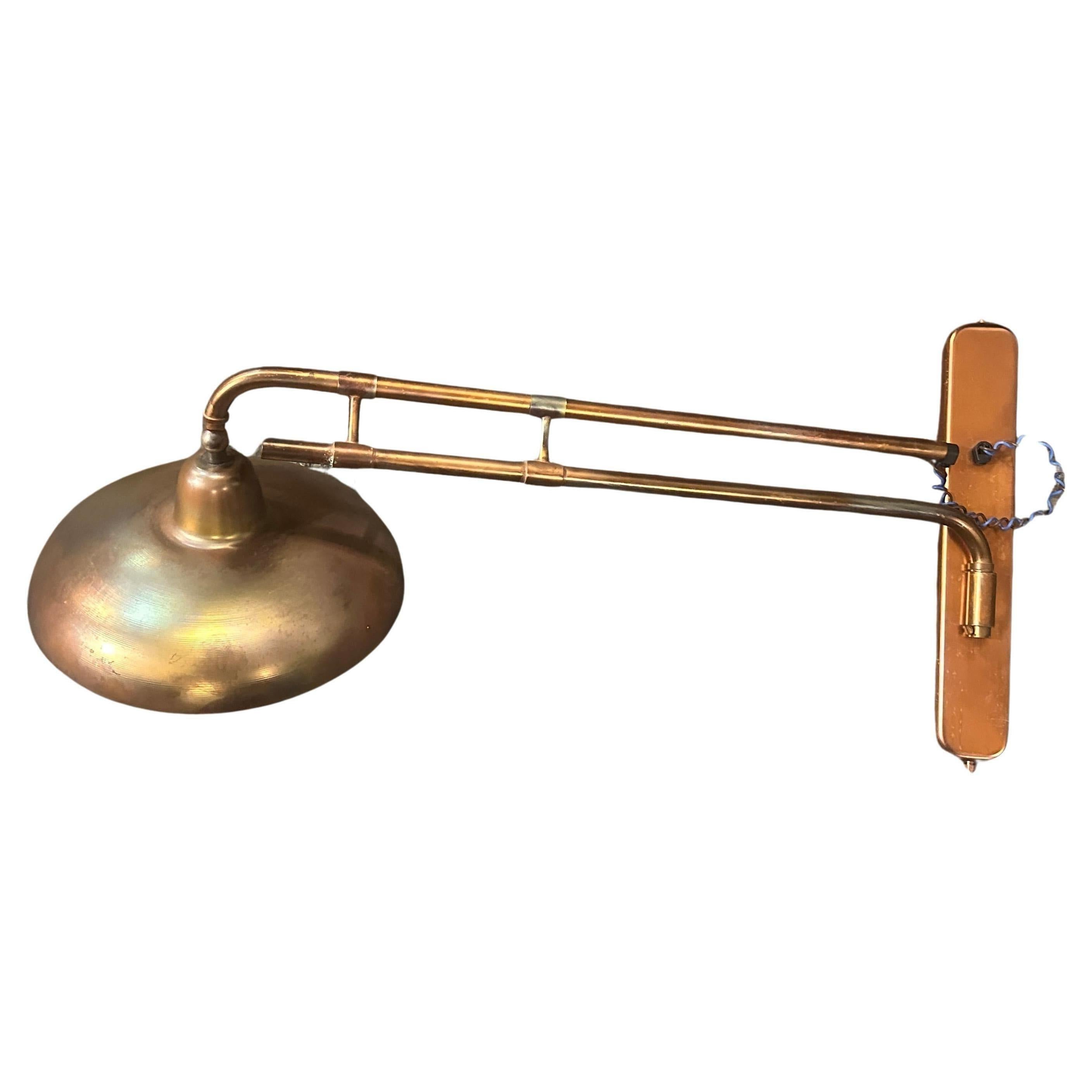 A 1950s Industrial Copper Finished Iron Italian Extendable Wall Lamp For Sale