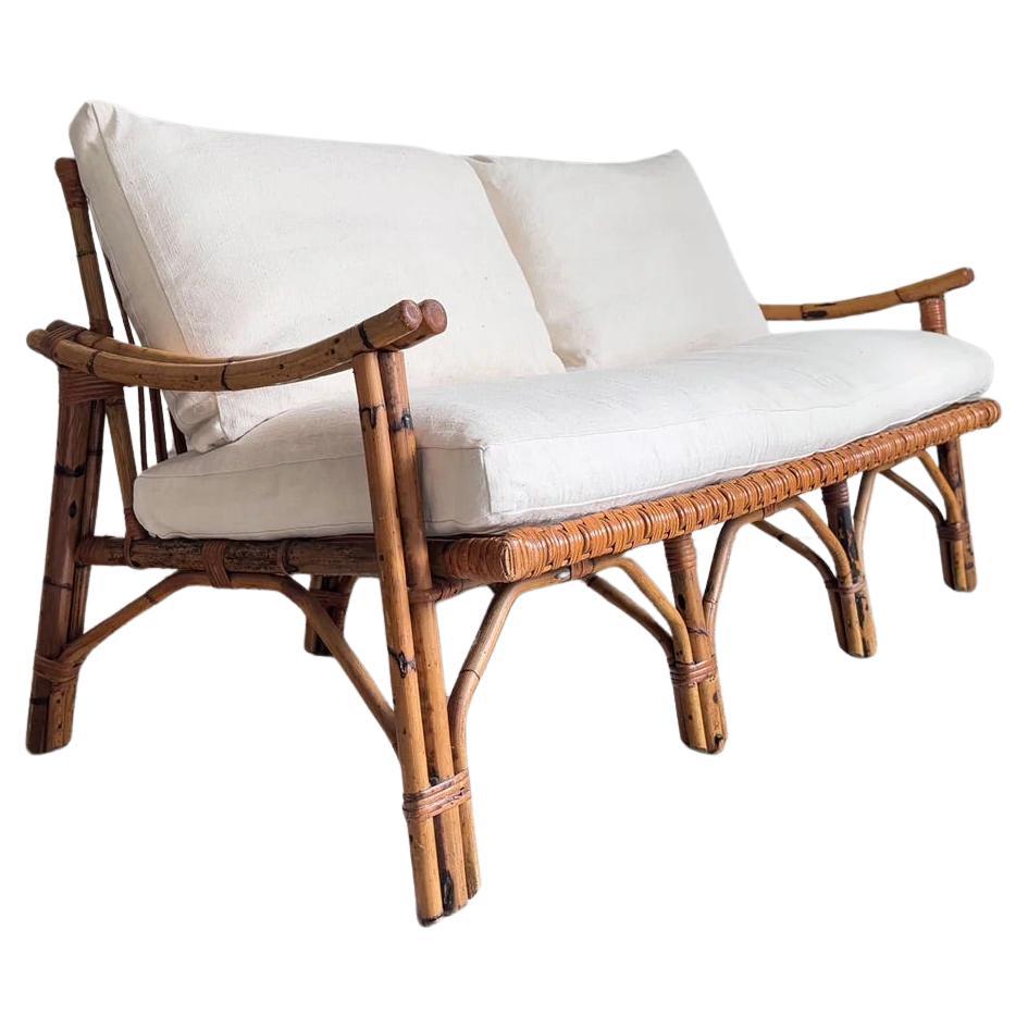 A 1950's Italian Bamboo Three Seater Sofa