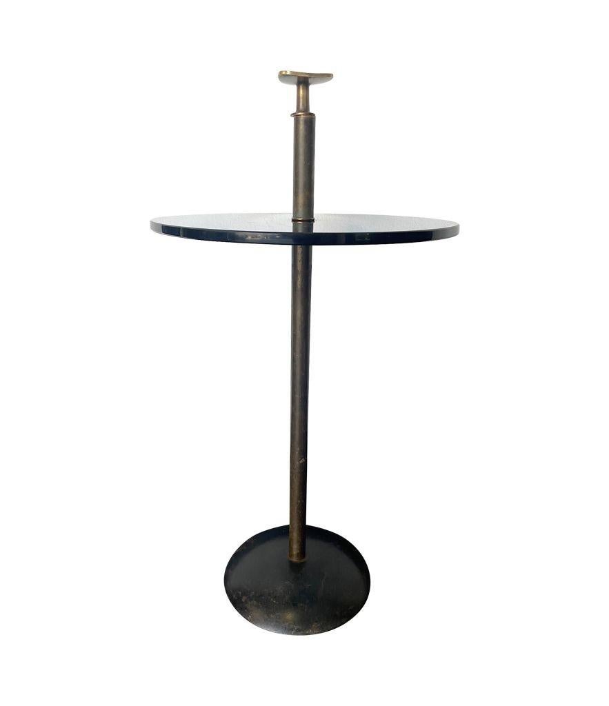 1950s Italian Blue Glass and Brass Martini Table in the Style of Fontana Arte 1