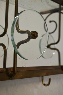 Mid-Century Modern Coat Rack, Brass and Glass, Italian Design, 1950s