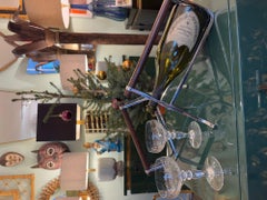 Porte-bouteille en chrome et noyer Jaques Adnet des années 1950 pour Christolfe